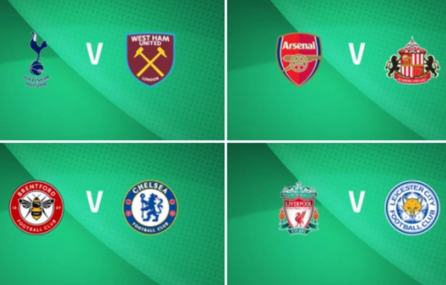 Kết quả bốc thăm tứ kết Carabao Cup.