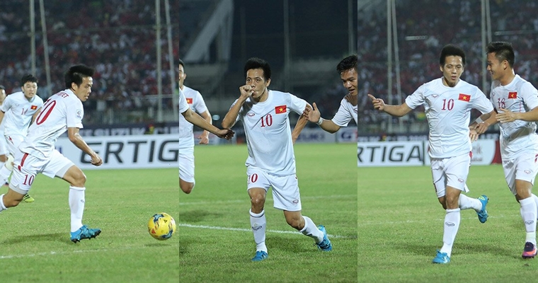 Ảnh bài viết "Xé lưới" Myanmar, Văn Quyết ăn mừng như Raul Gonzalez