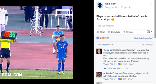 Ảnh bài viết Báo nước ngoài chế nhạo pha trả đũa của cầu thủ Indonesia