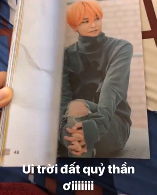 Văn Toàn khoe photobook của Big Bang trên trang cá nhân kèm chú thích “Ôi trời đất quỷ thần ơi”.