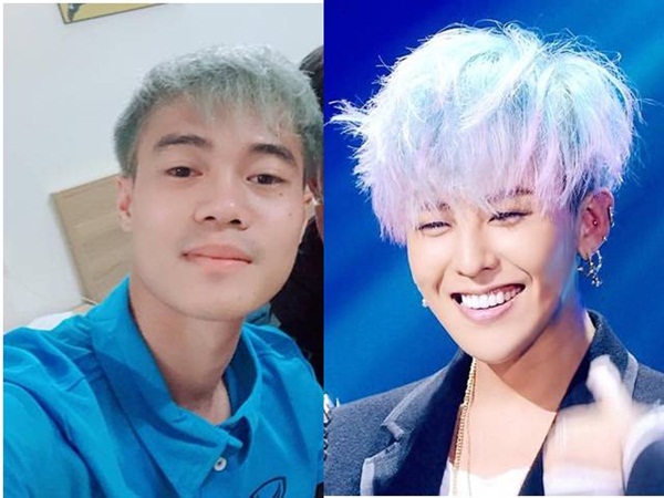 Màu tóc mới của Văn Toàn rất giống với G-Dragon.