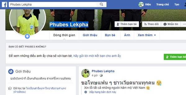 Hàng trăm NHM Việt Nam chửi bới Phubes Lekpha trên địa chỉ Facebook giả này.