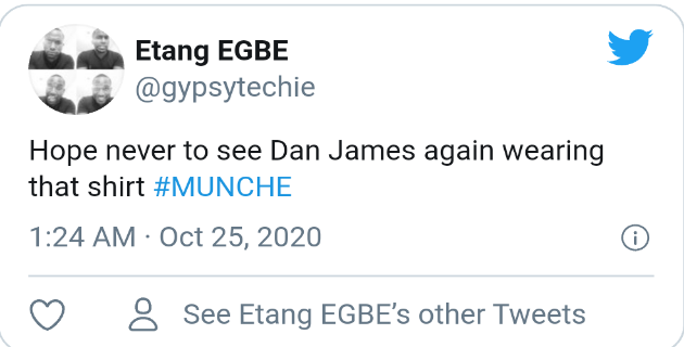 "Hy vọng sẽ không bao giờ thấy James khoác chiếc áo này lần nào nữa."