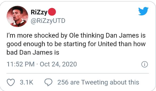 "Việc Ole nghĩ James đủ giỏi để đá chính cho United còn làm tôi thấy sốc hơn là việc cậu ta tệ như thế nào."