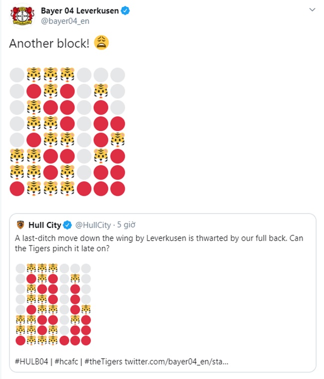 Đại diện Bundesliga còn tiến hành chơi "Connect 4" với Hull City ngay trên Twitter. Đây là trò chơi giống hệt màn đấu caro giữa Southampton và Man City phía trên. Khác một điểm là kích thước bàn cờ lớn hơn và phải đánh cờ từ phía dưới lên.