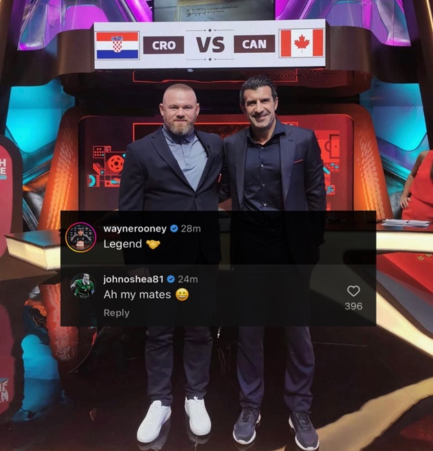 O'Shea phản ứng trước hình ảnh của Rooney và Figo trên MXH.