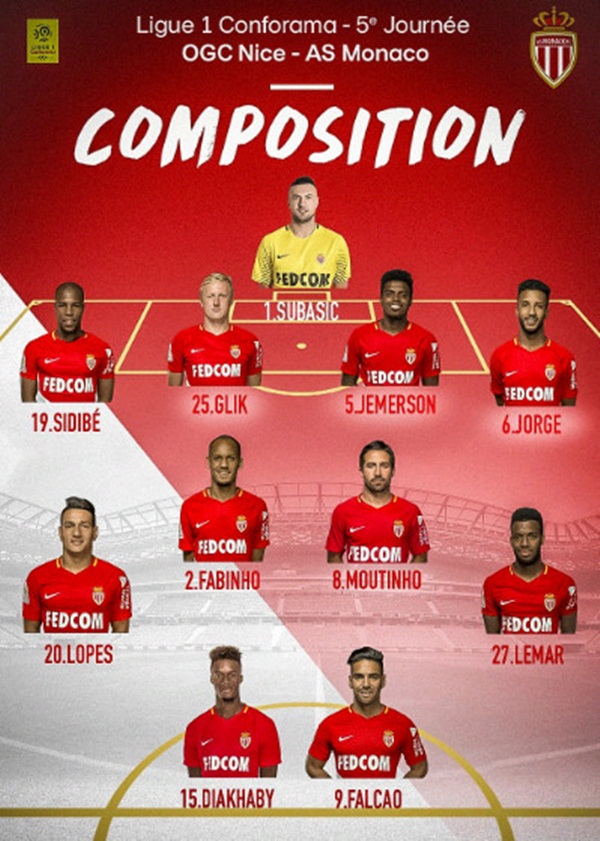 Đội hình ra sân của Monaco.