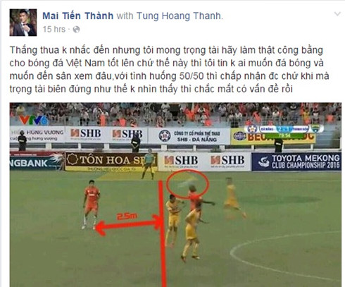 Tình huống gây tranh cãi trong trận đấu giữa SHB Đà Nẵng và FLC Thanh Hóa.