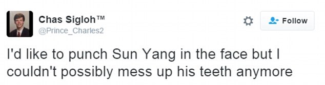 "Tôi muốn đấm vào mặt Sun Yang nhưng trộm nghĩ không nên gây hấn với hàm răng của anh ta." Ảnh: Internet.