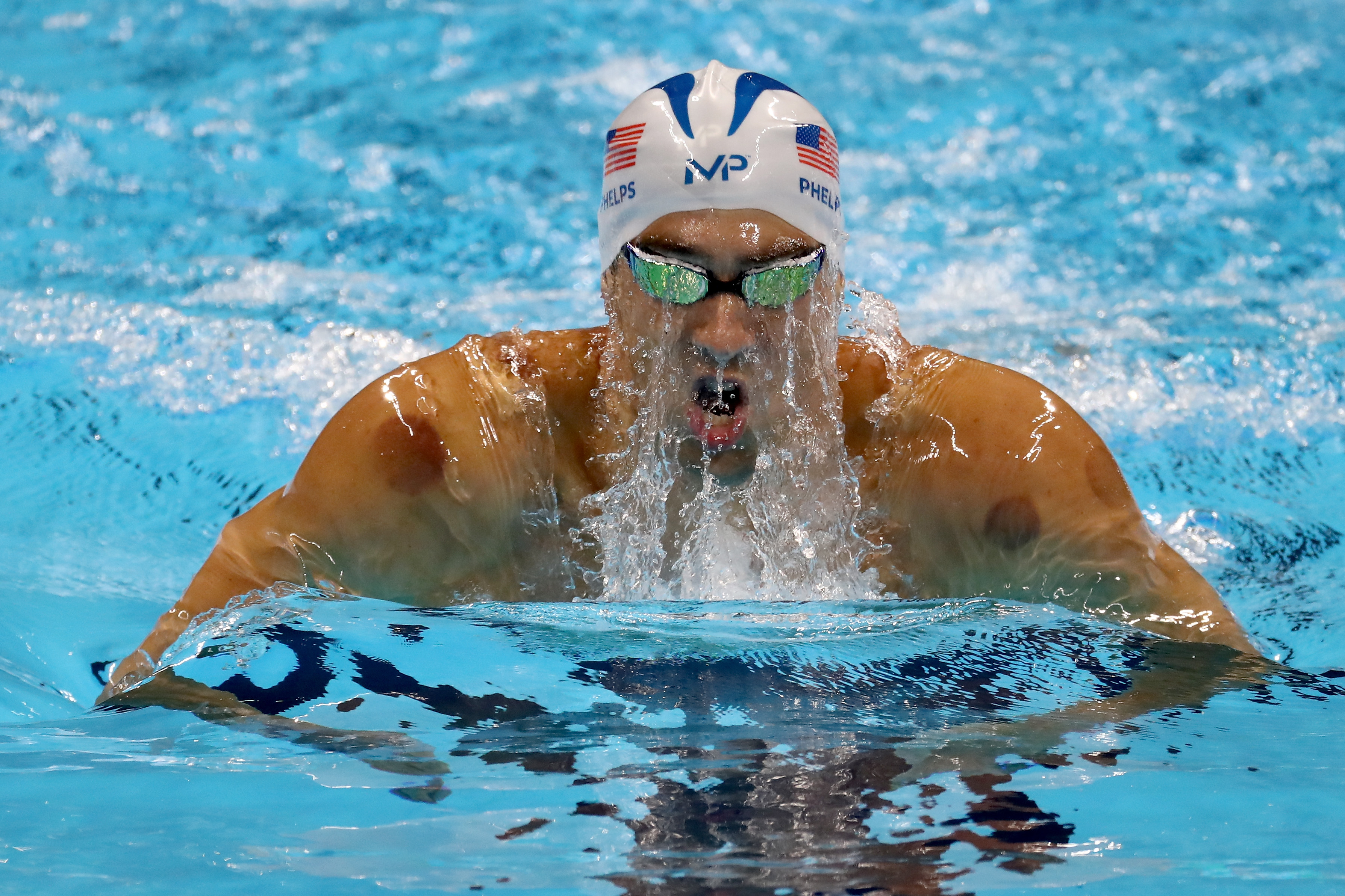 Ngày 12/8, Phelps nâng tổng số HCV giành được lên con số 4 sau khi xuất sắc về nhất ở nội dung 200 m hỗn hợp. Ảnh: Internet.