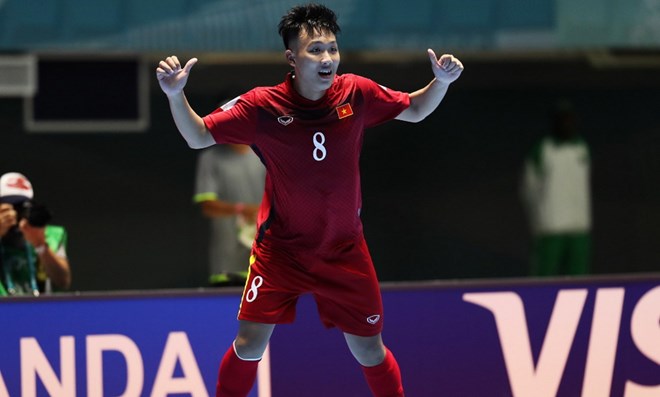Cú hat-trick của Minh Trí đã góp công mang về thắng lợi đầu tiên cho Futsal Việt Nam tại World Cup. Ảnh: Internet.