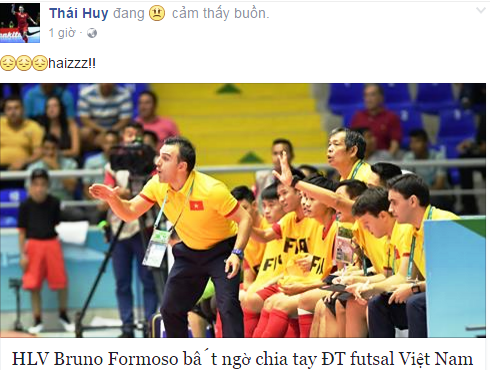 Trần Thái Huy sốc, buồn bã khi HLV Bruno chia tay tuyển futsal Việt Nam.