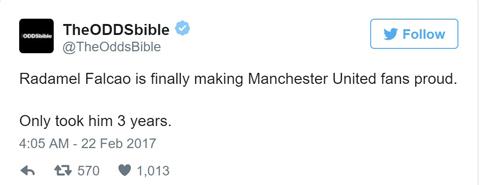 "Radamel Falcao cuối cũng cũng lấy được lòng fan Man United. Chỉ cần cho cậu ấy 3 năm"