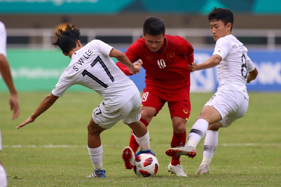 U23 Việt Nam thua toàn diện trong trận bán kết ASIAD với Hàn Quốc. Ảnh: Huy Hùng.