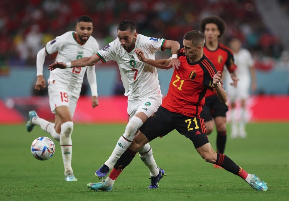 Hakim Ziyech (số 7) có thể chọn thi đấu cho ĐTQG Hà Lan, nhưng gia đình Ziyech muốn anh khoác áo Morocco. Ảnh: Reuters.