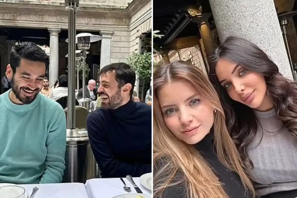 Bernardo Silva và Ilkay Gundogan hẹn hò đôi ở Milan trong những ngày nghỉ hiếm hoi.