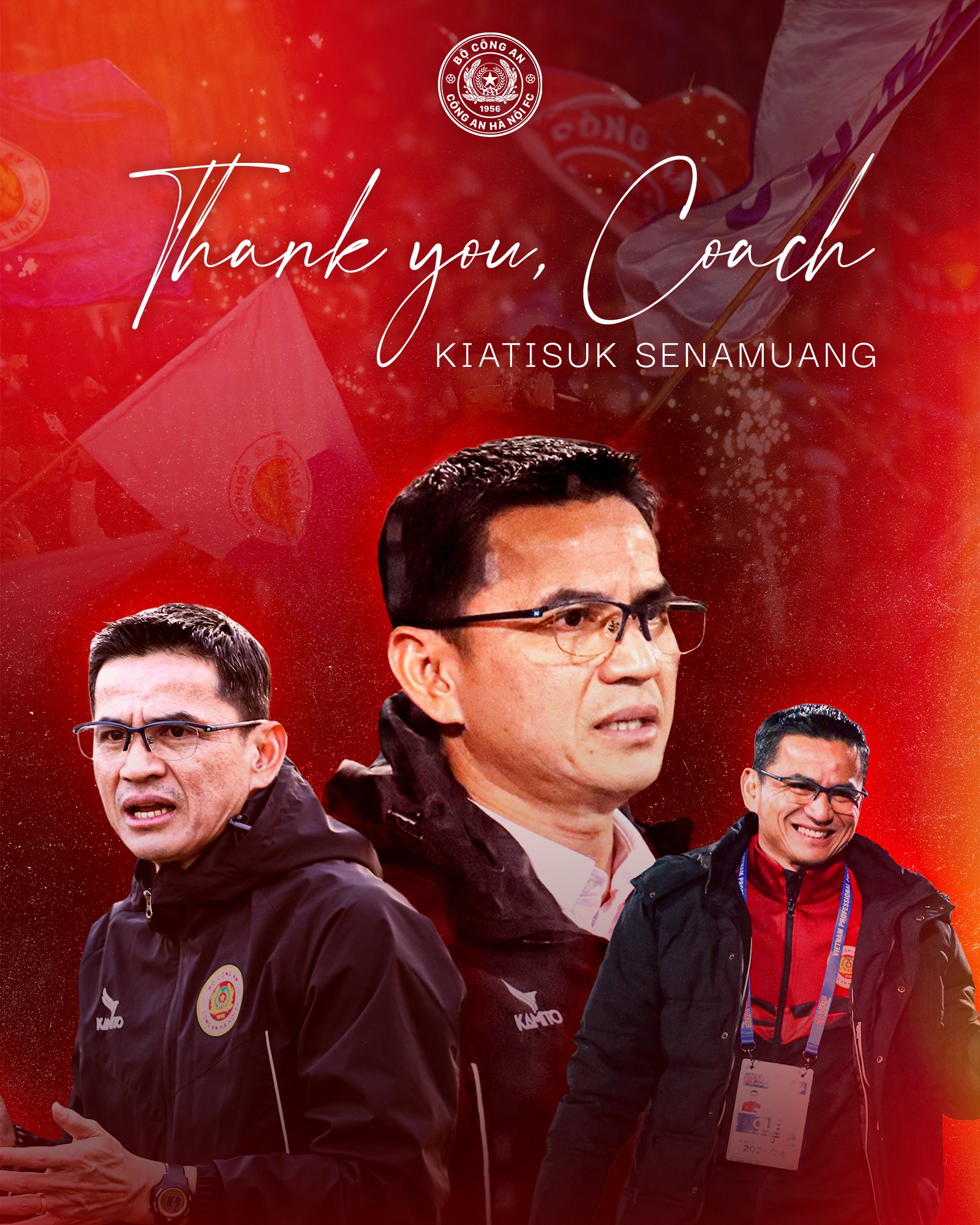 HLV Kiatisuk Senamuang chia tay CAHN. Ảnh: CAHN FC.