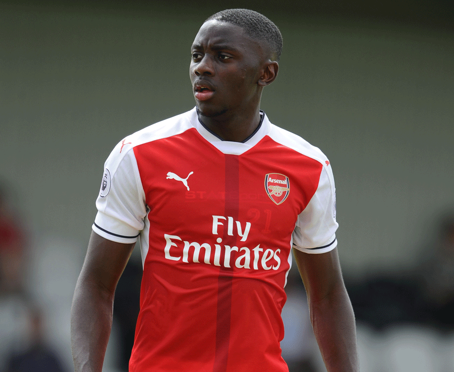 Edward NKetiah - Cầu thủ 17 tuổi xuất thân từ lò đào tạo của Chelsea nhưng đã chuyển đến học viện Arsenal. Tiền đạo trẻ này có khả năng 'đánh hơi' bàn thắng rất chính xác. Ảnh: Daily Star.