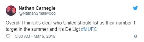 Tóm lại, tôi nghĩ rõ ràng United nên liệt kê xem ai là mục tiêu số 1 của họ vào mùa Hè và đó phải là De Ligt.