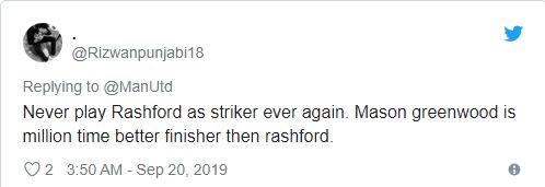 Không bao giờ để Rashford như tiền đạo một lần nữa. Mason Greenwood có khả năng dứt điểm tốt hơn hàng triệu lần so với Rashford.