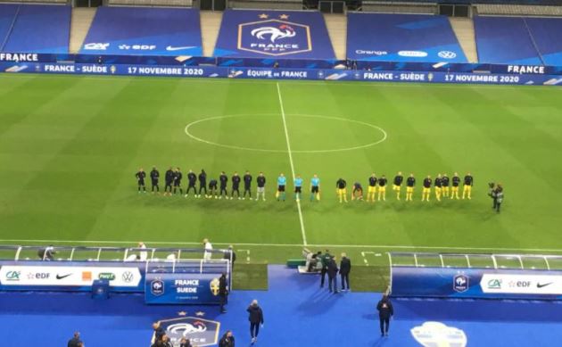 Dù không có khán giả, nhưng cuộc so tài giữa Pháp với Thụy Điển tại Stade de France vẫn diễn ra vô cùng hấp dẫn.
