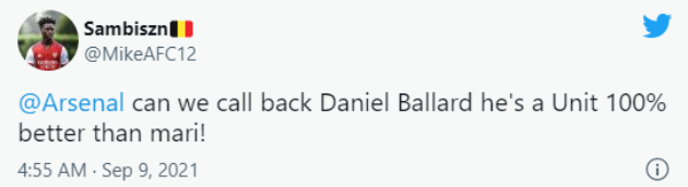 Arsenal có thể gọi Daniel Ballard trở lại. Cậu ấy chắc chắn sẽ tốt hơn Mari.