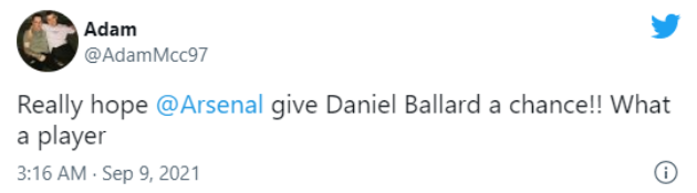 Thật sự hy vọng Arsenal sẽ cho Daniel Ballard cơ hội. Một cầu thủ tuyệt vời.