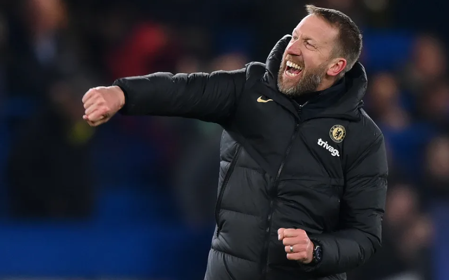 HLV Potter vui mừng sau chiến thắng.