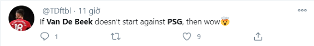 "Nếu Van de Beek không được đá chính trận PSG thì thật đáng kinh ngạc."