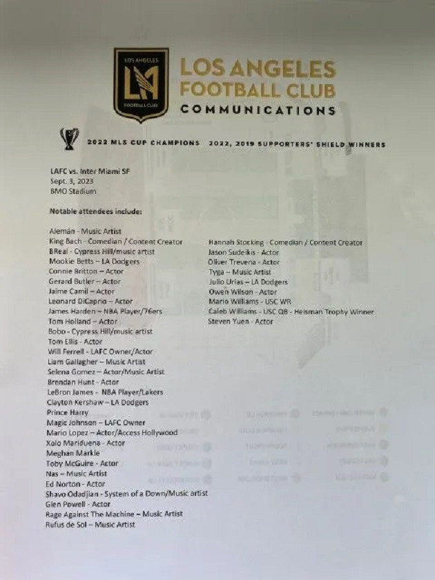 Danh sách những khán giả nổi tiếng dài 39 người, từ các huyền thoại âm nhạc, vận động viên chuyên nghiệp, diễn viên và cả Hoàng tử Harry.