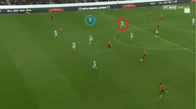 Guendouzi đã di chuyển trước Ramsey khi Rennes phản công.