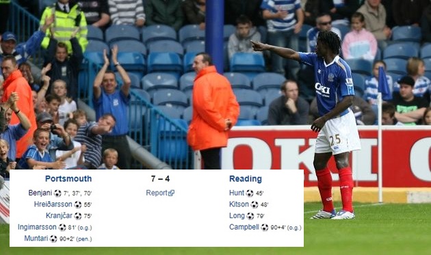 Trận đấu giữa Portmouth và Reading hiện vẫn nắm giữ kỷ lục nhiều bàn thắng nhất lịch sử.