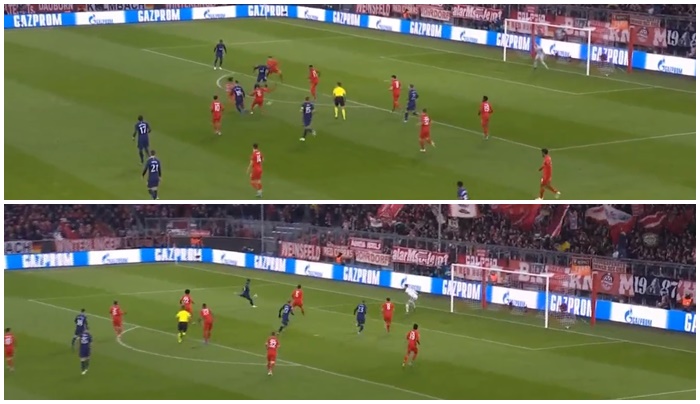 Sessegnon hạ Neuer bằng cú đá mạnh và quyết đoán từ cự ly gần.