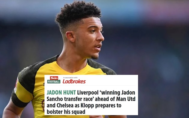 Sancho - người có giá chuyển nhượng khoảng 100 triệu bảng - sẽ đến Liverpool thay vì Man Utd?