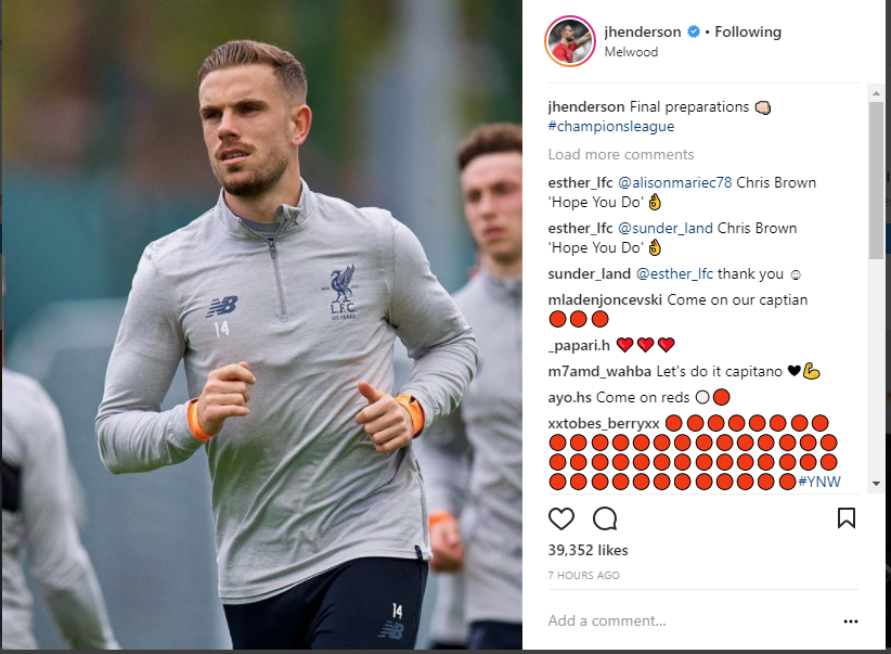 Henderson viết trên Instagram: "Màn chuẩn bị cuối cùng."