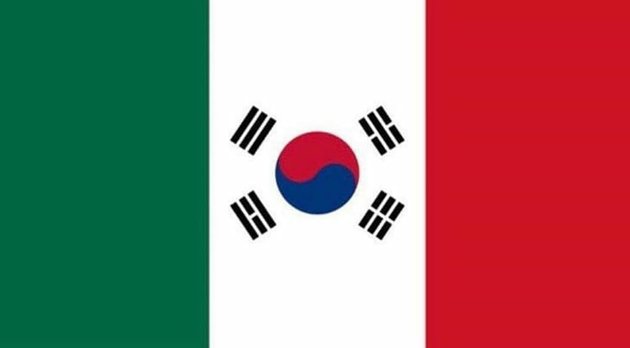 Cờ Mexico ghép với cờ Hàn.