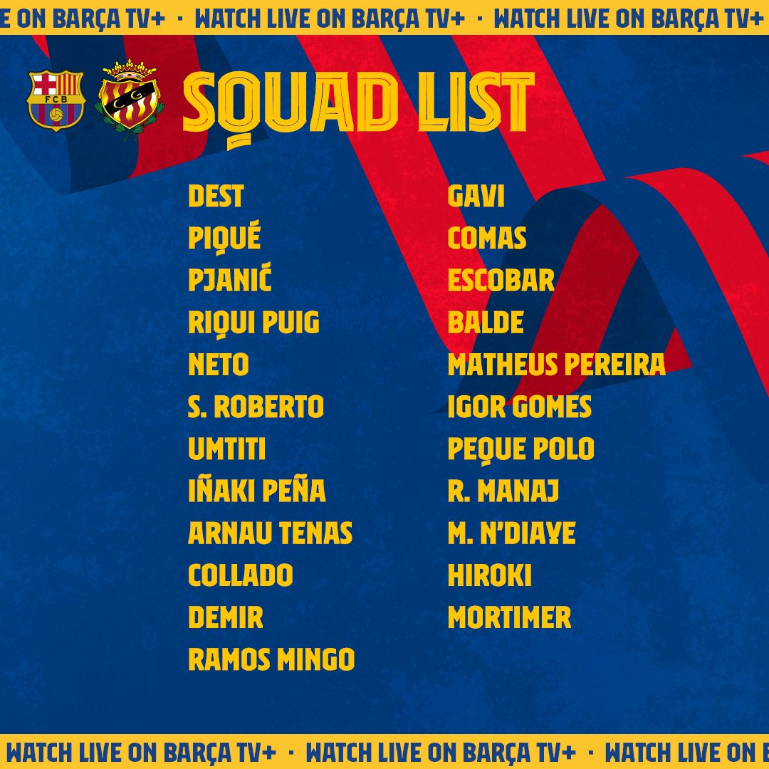 Danh sách đội hình Barca chuẩn bị cho trận đấu tiền mùa giải đầu tiên.