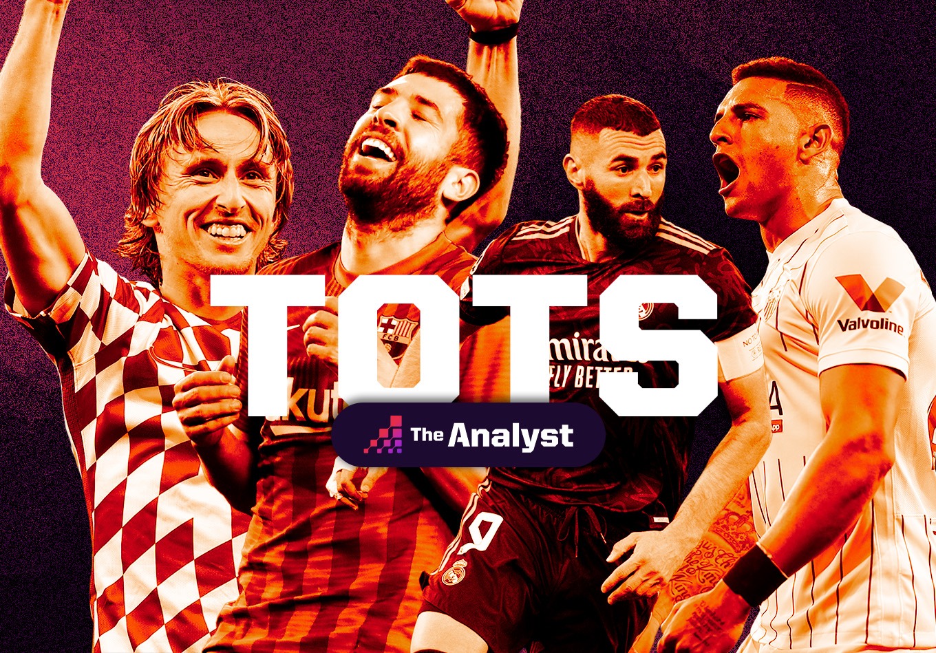 Real Madrid thống trị đội hình tiêu biểu La Liga mùa này với 5/11 cái tên góp mặt ở cả 3 tuyến.