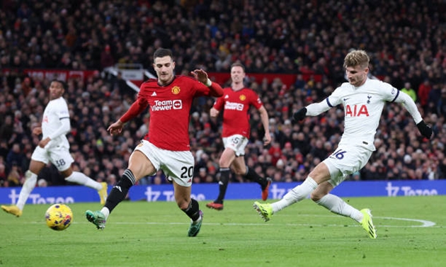 Timo Werner đóng góp 1 đường kiến tạo giúp Tottenham cầm hòa Man United.
