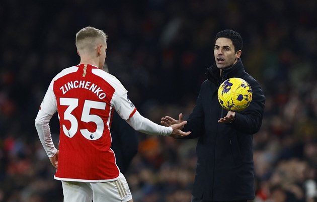 Oleksandr Zinchenko và Mikel Arteta tái hợp ở Arsenal.