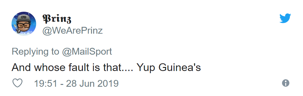 Tất cả lỗi lầm thuộc về Guinea.