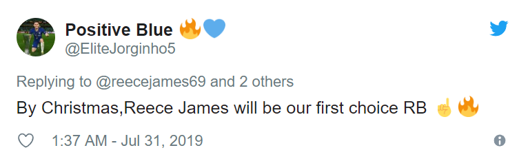 Trước Giáng sinh, Reece James sẽ là sự lựa chọn số một của chúng ta ở vị trí hậu vệ phải.