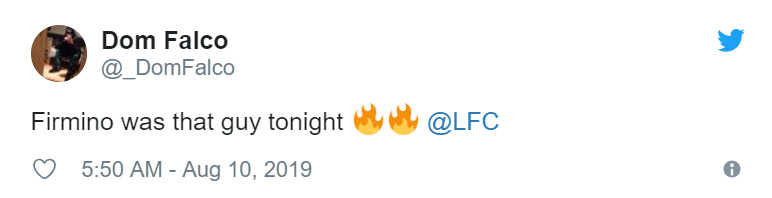 Firmino là chàng trai của tối hôm nay.