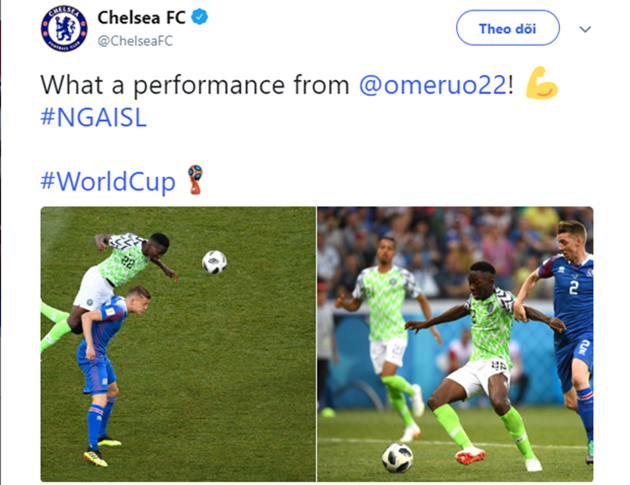 Trung vệ Keneth Omeruo nhận lời khen từ câu lạc bộ chủ quản Chelsea.