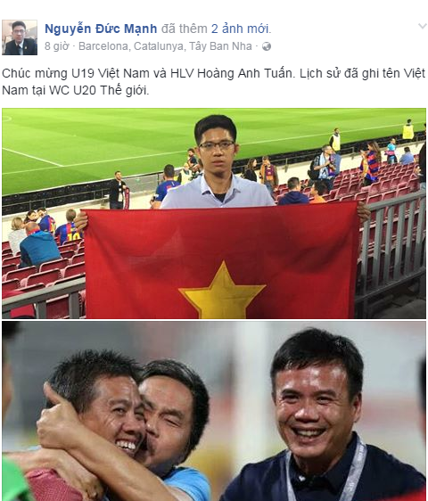 Cán bộ VPF, Nguyễn Đức Mạnh gửi lời chúc U19 Việt Nam làm nên lịch sử bóng đá nước nhà. Ảnh: facebook nhân vật.