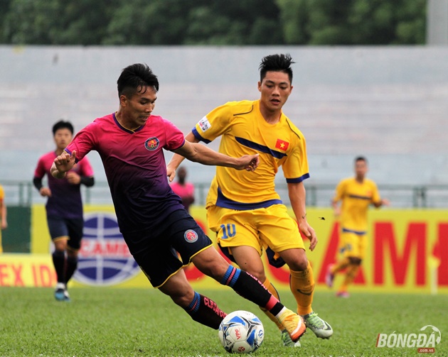 U21 Việt Nam thất bại 1-3 trước CLB bóng đá Sài Gòn trên sân Gò Đậu. Ảnh: Đình Viên.