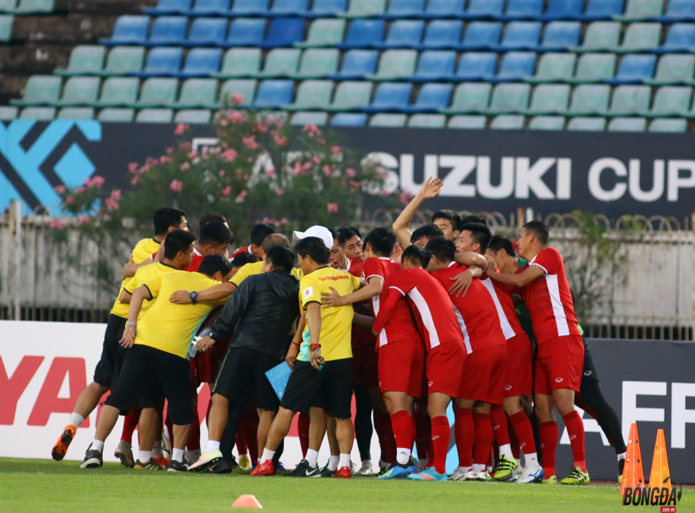 Dù chỉ là một buổi tập, các cầu thủ ĐT Việt Nam vẫn thể hiện tinh thần quyết tâm khá lớn.