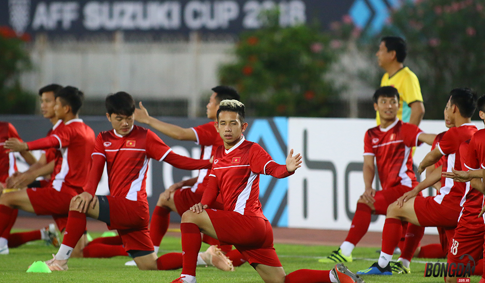 ĐT Việt Nam vẫn tập luyện bình thường, tất cả các cầu thủ đều khỏe mạnh và trạng thái tinh thần tốt nhất.