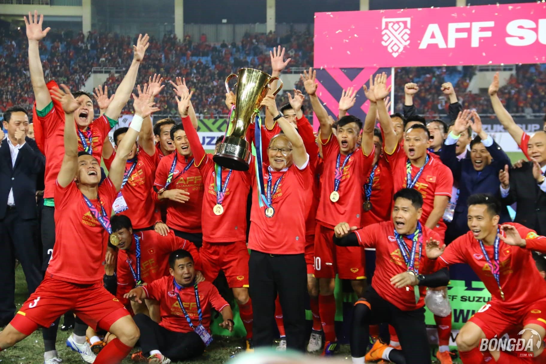 Nhà vô địch AFF Cup 2018 sẽ trở lại Mỹ Đình tiếp đón Triều Tiên ngày 25/12. Ảnh: Đình Viên.