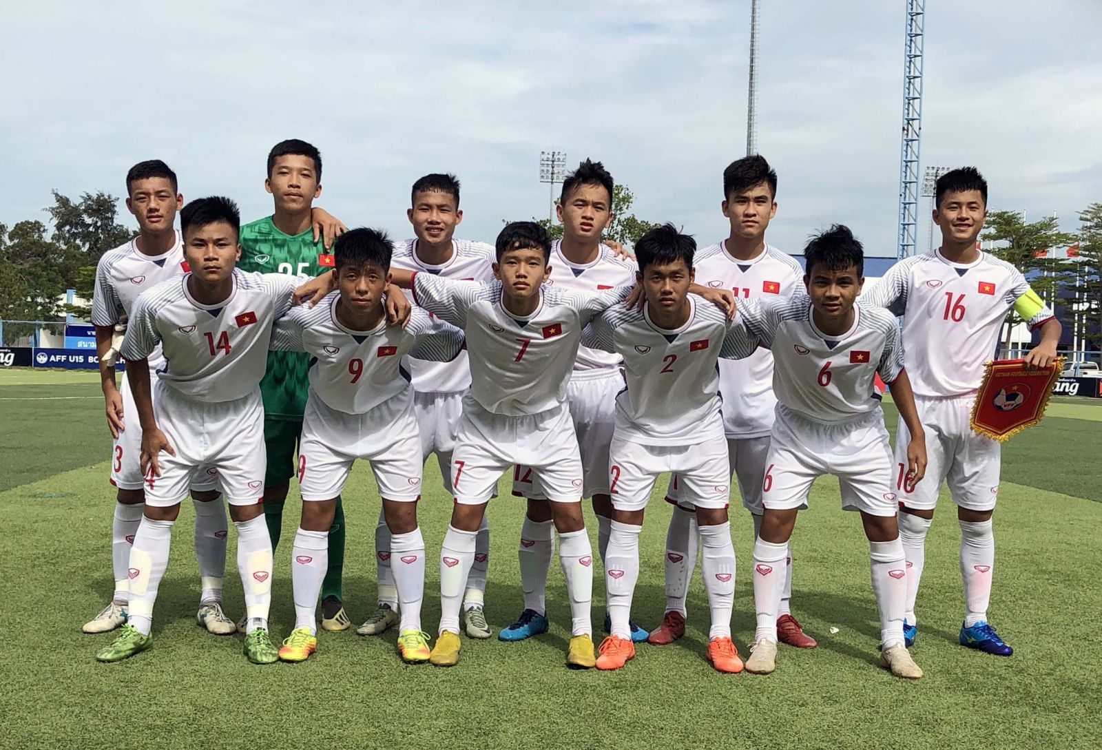 Đội hình xuất phát của U15 Việt Nam trận đấu gặp U15 Myanmar.